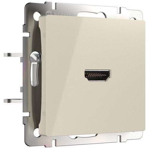 Розетка HDMI без рамки Werkel 1-м. слоновая кость глянцевый картинка